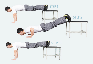 가슴운동 : 인클라인 푸시업(Incline Push-up) - 가슴 상부 발달의 3단계사진