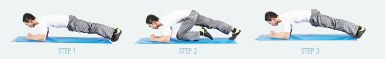 복부 운동 : 플랭크 위드 니업(Plank with Knee-up)의 3단계 사진