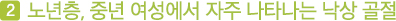 두번째, 노년층, 중년 여성에서 자주 나타나는 낙상 골절 