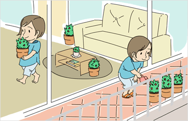 여자가 집에서 식물을 키우고 물주고 있는 이미지