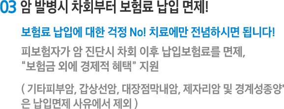 03 암 발병시 차회부터 보험료 납입 면제!