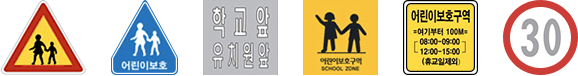 어린이 보호구역 표지판 이미지들